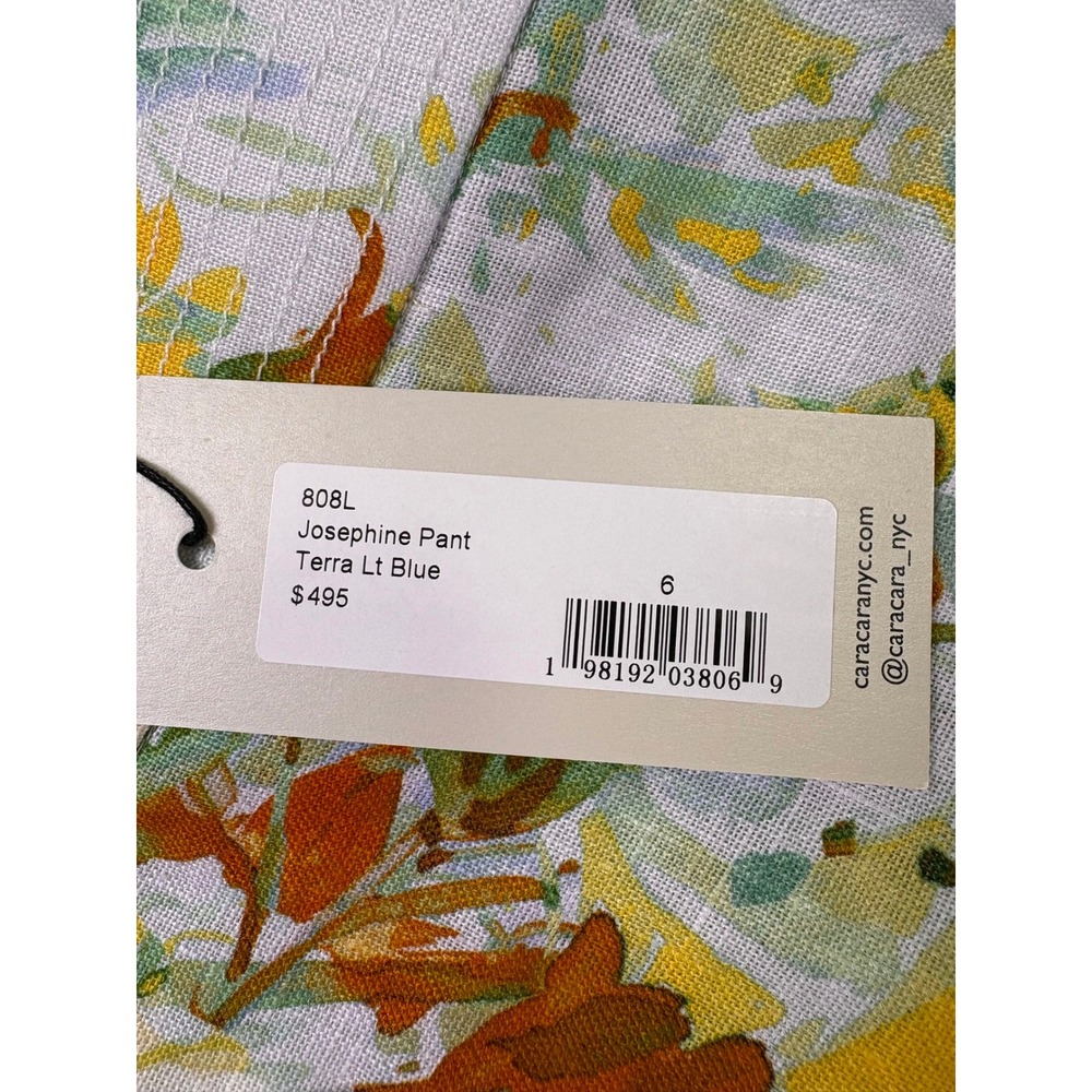 NWT Cara Cara Josephine Pant 6 Floral Linen Wide Leg Terra Blue Quiet Luxury - Picture 3 of 9